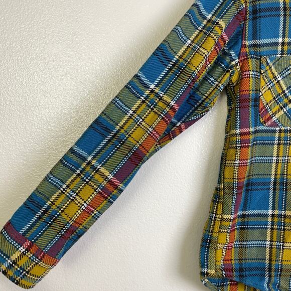 Brooklin Denim Co Heavy Button Up Shirt M/L Rainbow Plaid Fivebrother Cotton - Picture 6 of 10